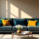 Salon élégant : harmoniser canapé gris foncé, couleurs et textures pour une déco raffinée